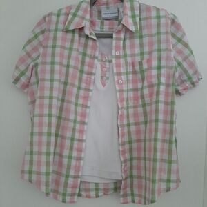 Alfred Dunner Checkers Button Down Shirt size 10P